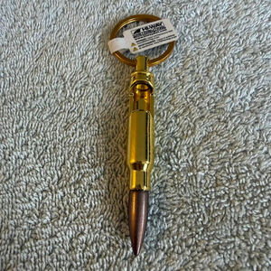 “I Don’t Dial 911” Bullet Bottle Opener Keychain Gold Tone Novelty Key Ring